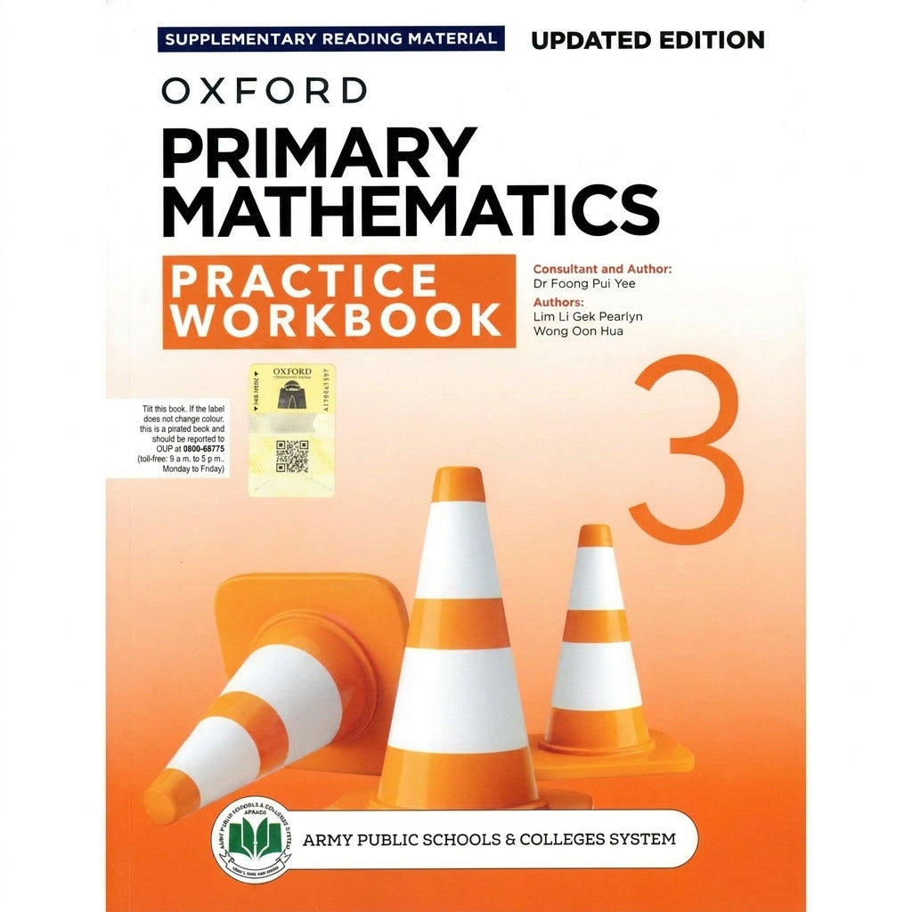 Oxford Primary Mathematics Practice Workbook 3 Updated Edition with orange traffic cones illustration on cover
