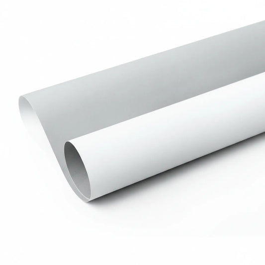 Two white paper rolls shown - one displaying the cylindrical shape and interior opening, professional hard white paper for technical drafting