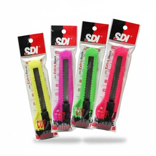 SDI Large Paper Cutter 426 - 4-pack with yellow, magenta, green, and hot pink cutters featuring black blades and safety guards