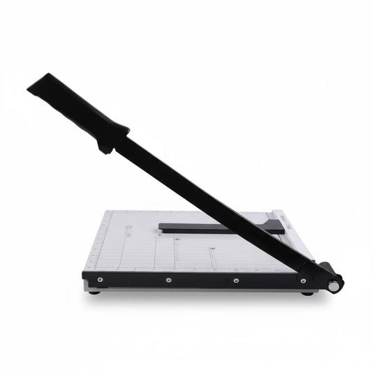Paper Trimmer 829 2 A3 with black metal base, extended cutting arm, measurement guide, and ruler markings on white background