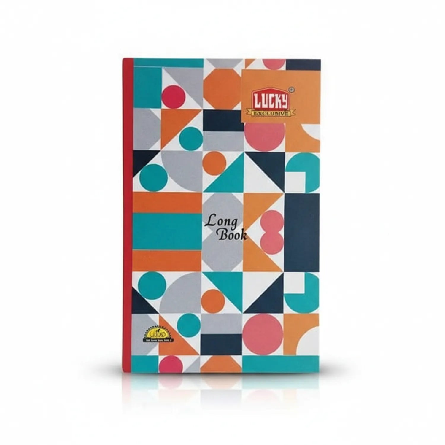 Lucky Exclusive Register NL Hard No. 160 FP long book with geometric patterned hardcover in teal, orange, coral, navy and gray with red spine binding