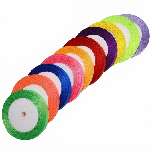 10-roll ribbon assortment in 0.5 inch width showing 10 vibrant colors arranged diagonally