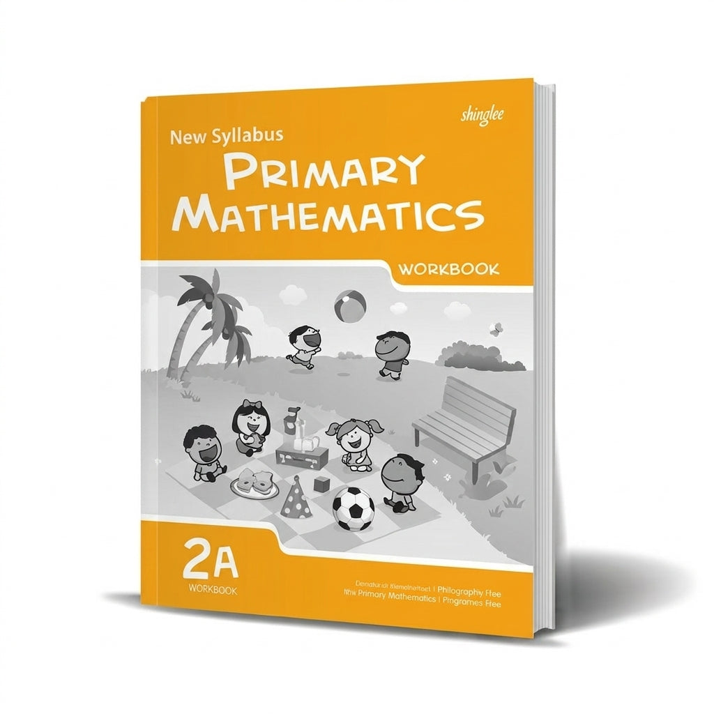 Shinglee New Syllabus Primary Mathematics Workbook 2A with yellow cover and children on beach illustration