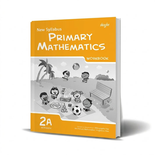 Shinglee New Syllabus Primary Mathematics Workbook 2A with yellow cover and children on beach illustration