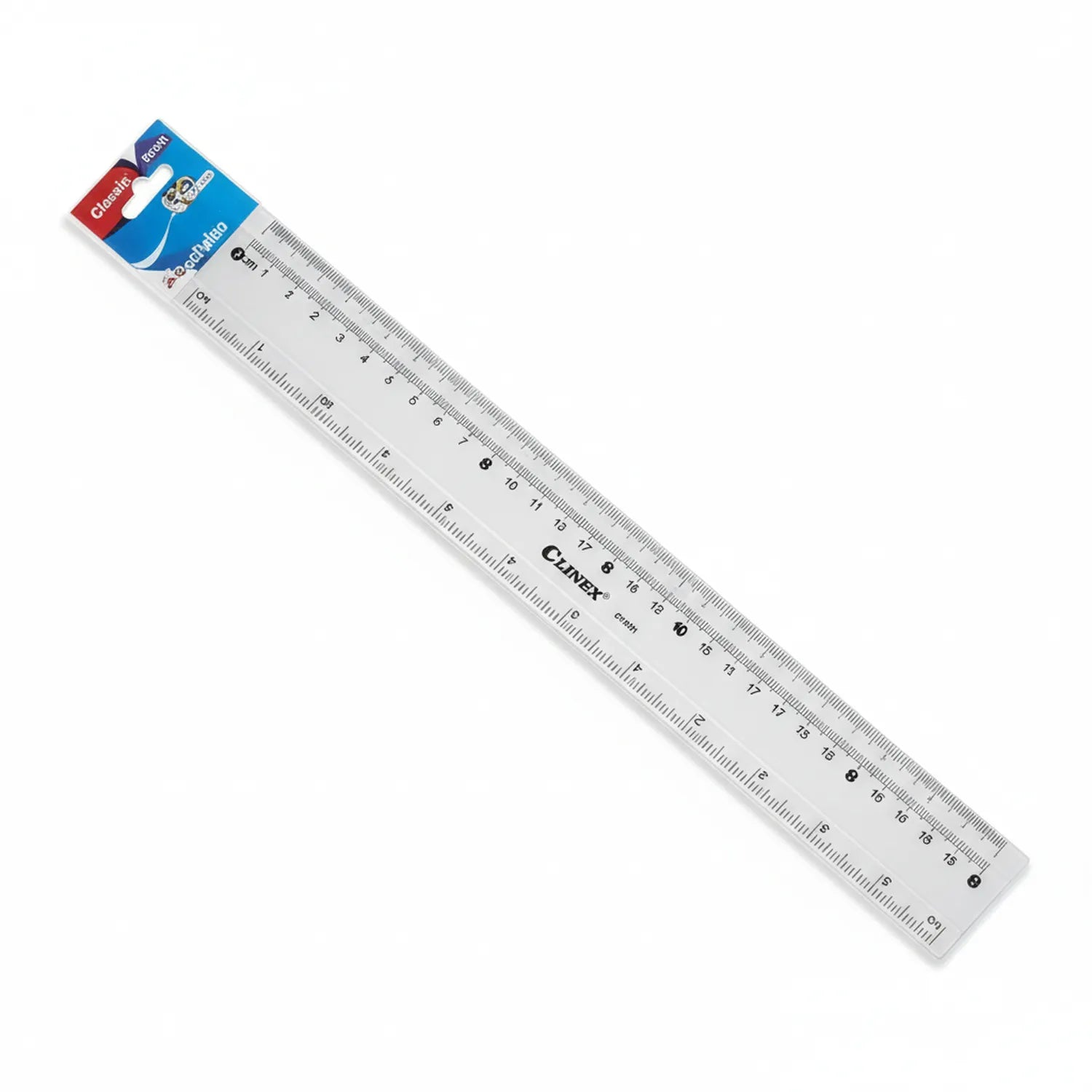 Orion 12 Inch Scale Ruler with dual inch and centimeter markings on white plastic with product packaging visible at top