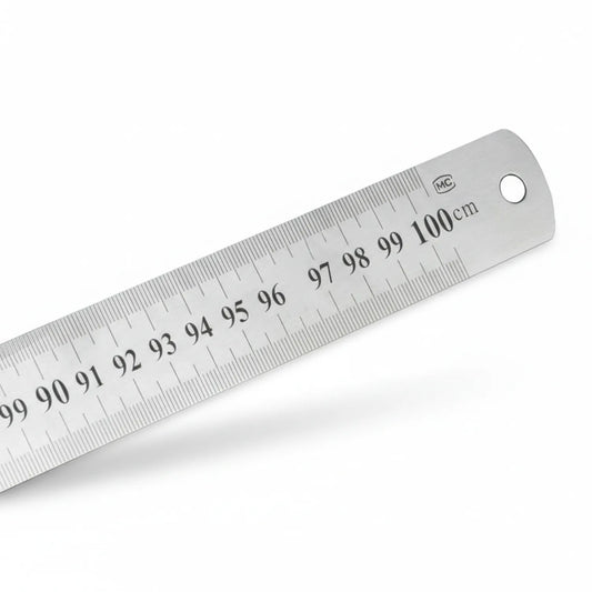 Scale Steel 40 Inch precision ruler showing metric centimeter measurements from 0-100cm with clear numbering and fine calibration marks on white background