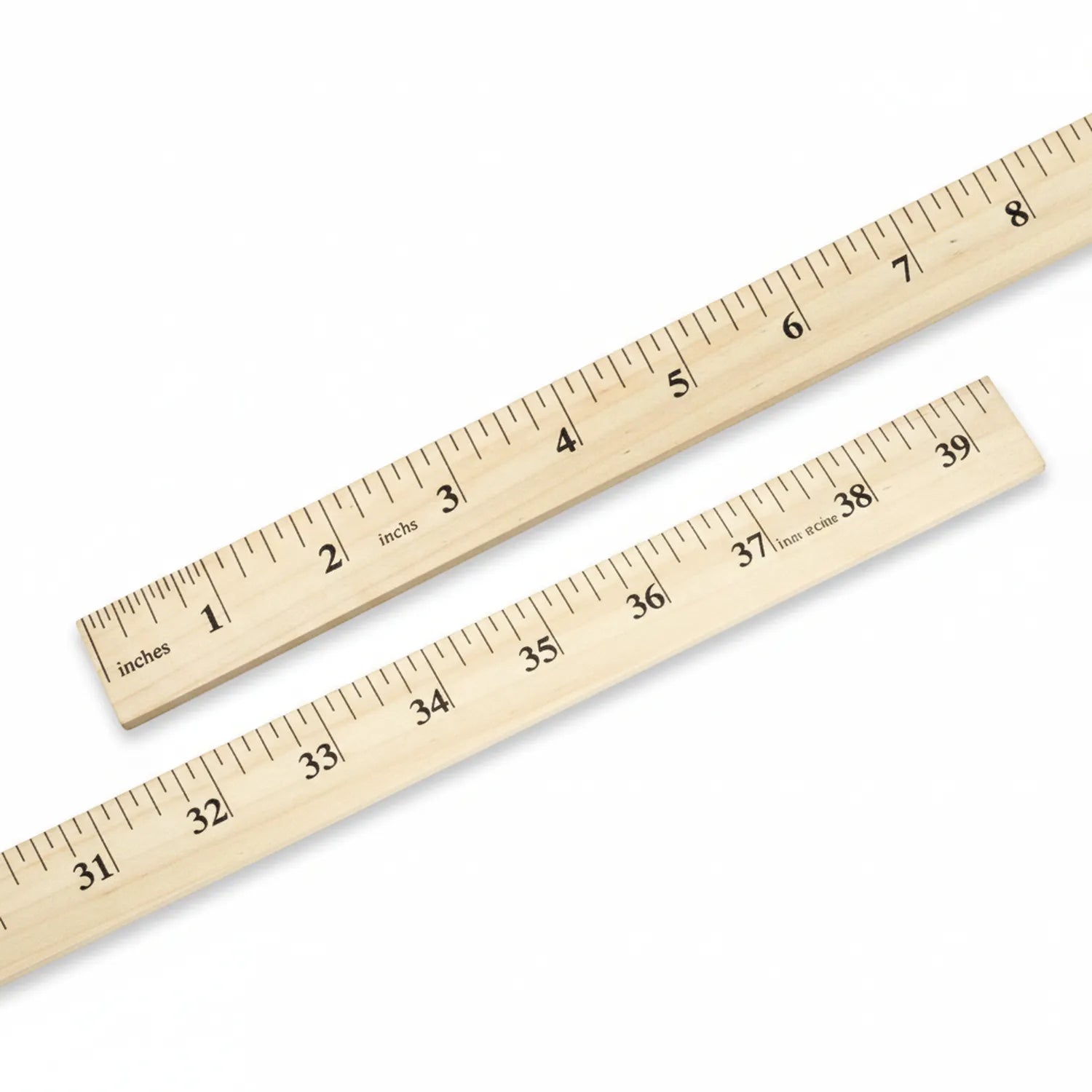 Scale Wood 39 Inch ruler with dual inch and centimeter markings displayed on white background