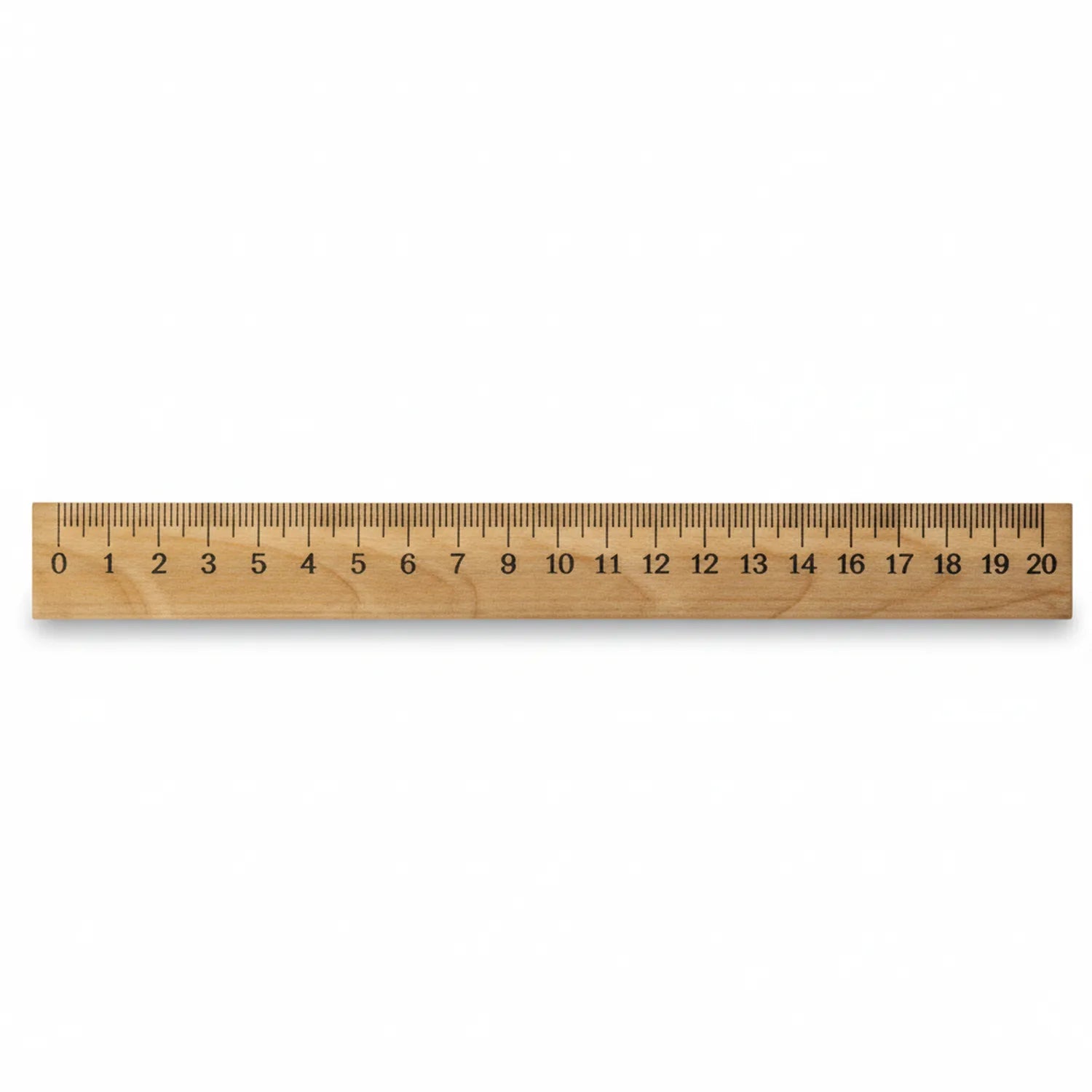 Scale Wood 39 Inch Imperial Ruler showing clear numbered measurements from 0-20 with precision tick marks on natural wood construction