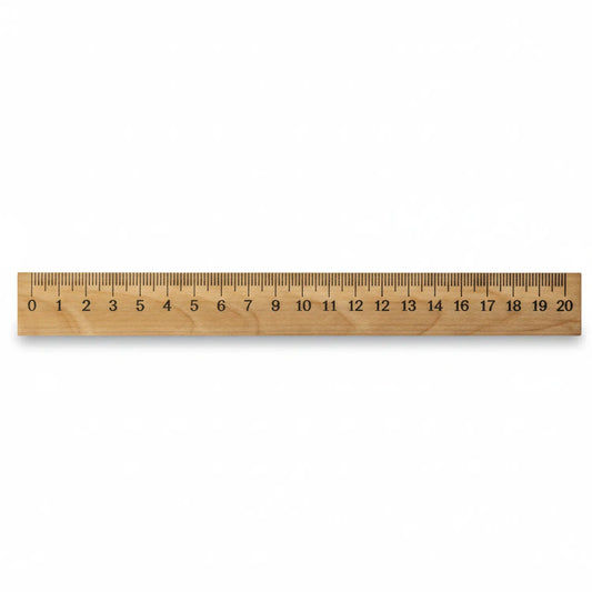Scale Wood 39 Inch Imperial Ruler showing clear numbered measurements from 0-20 with precision tick marks on natural wood construction