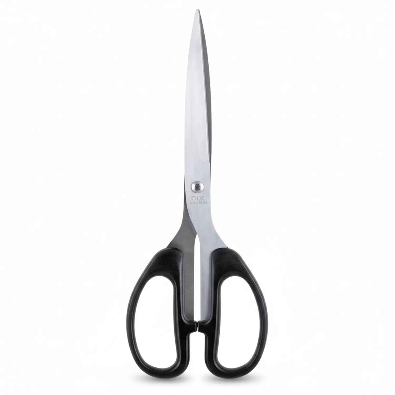 OPX Scissor DL55 - professional stainless steel scissors with white blades and black ergonomic handles, shown against white background
