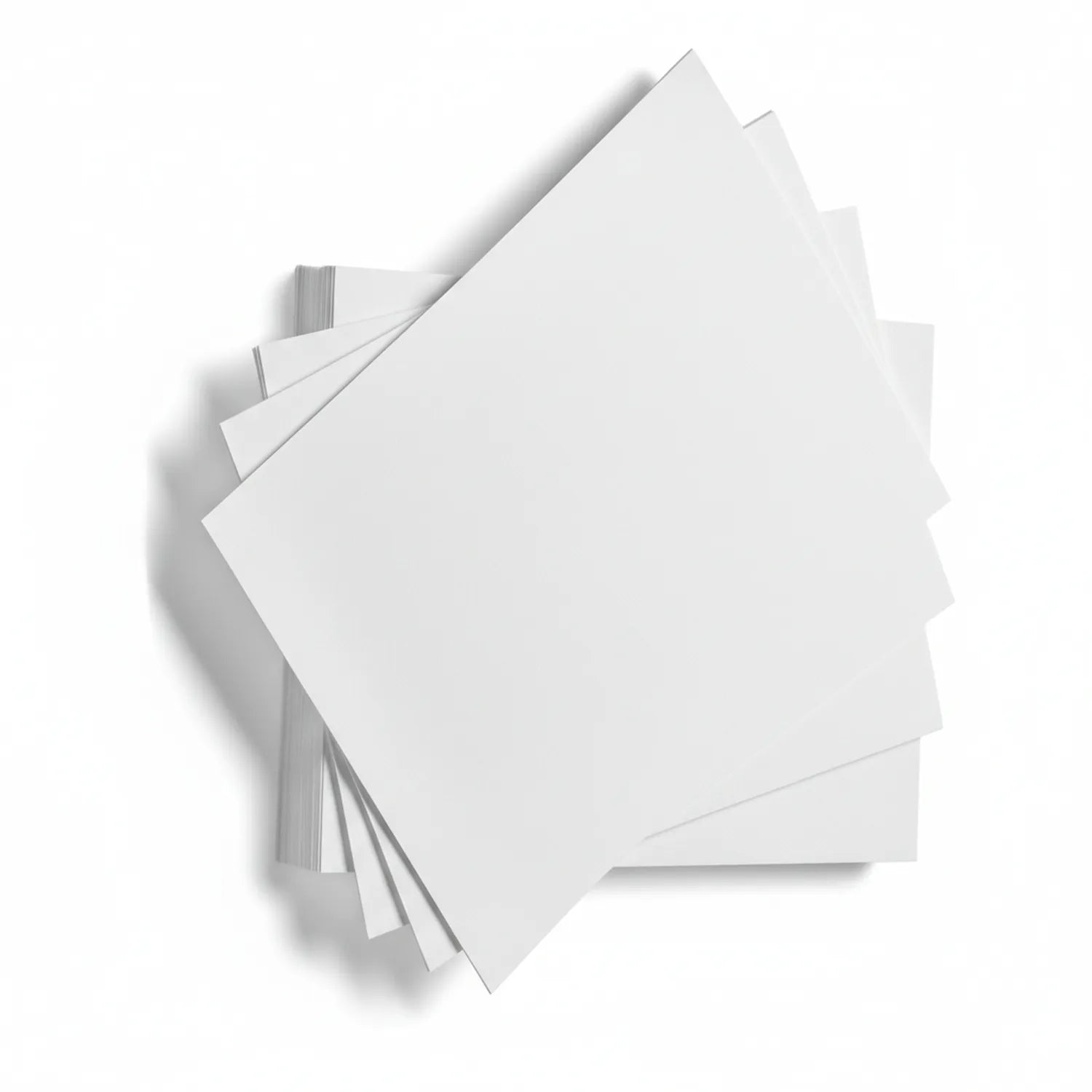 Stack of white blank Sheet Art Cards fanned out, showing multiple sheets with clean edges and smooth finish, professional packaging visible on spine