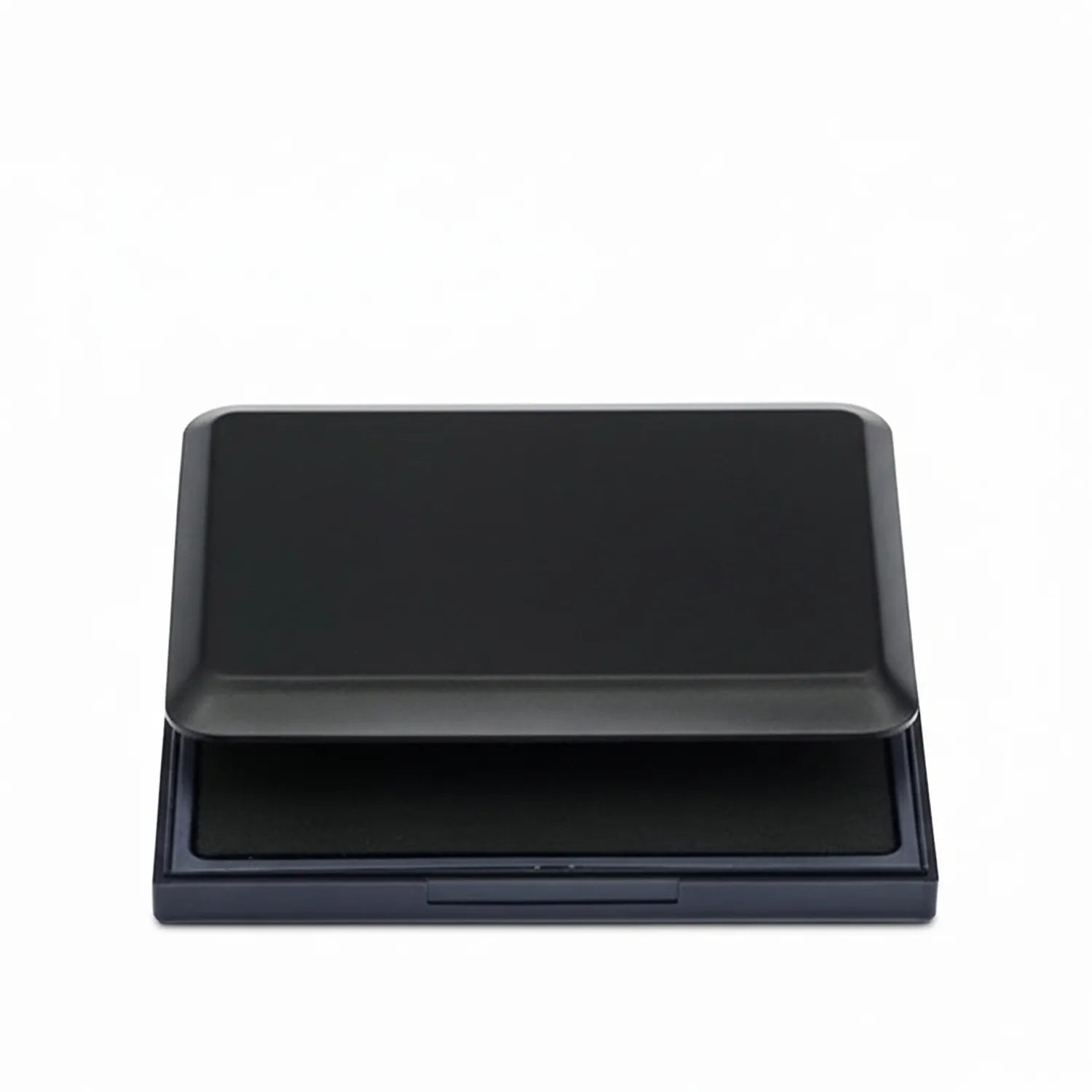 Black Stamp Pad Fine with precision applicator shown from angled view, professional craft ink pad with rounded edges and compact design