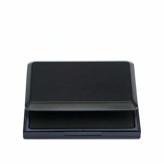 Black Stamp Pad Fine with precision applicator shown from angled view, professional craft ink pad with rounded edges and compact design