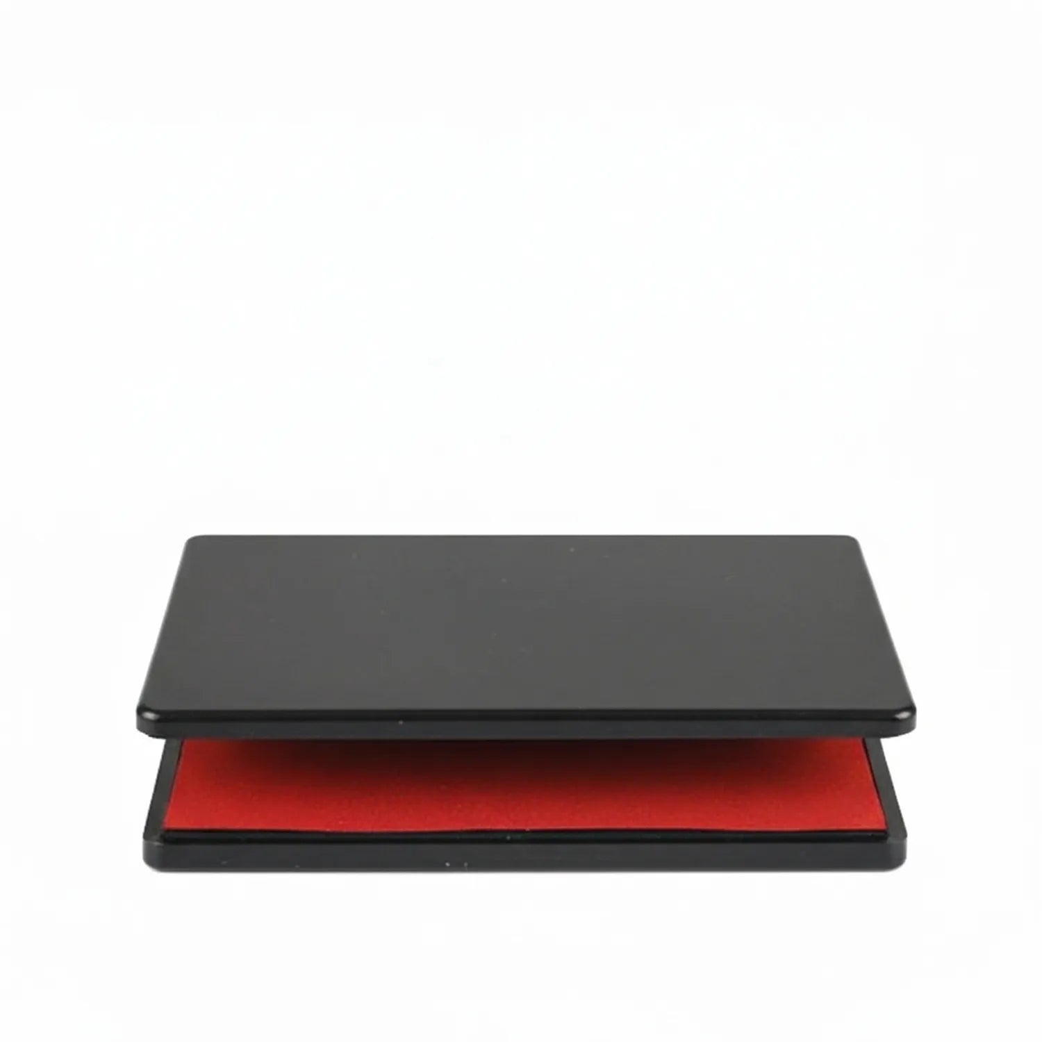Stamp Pad Youth with dual red and black ink surfaces in black plastic case, shown with lid open