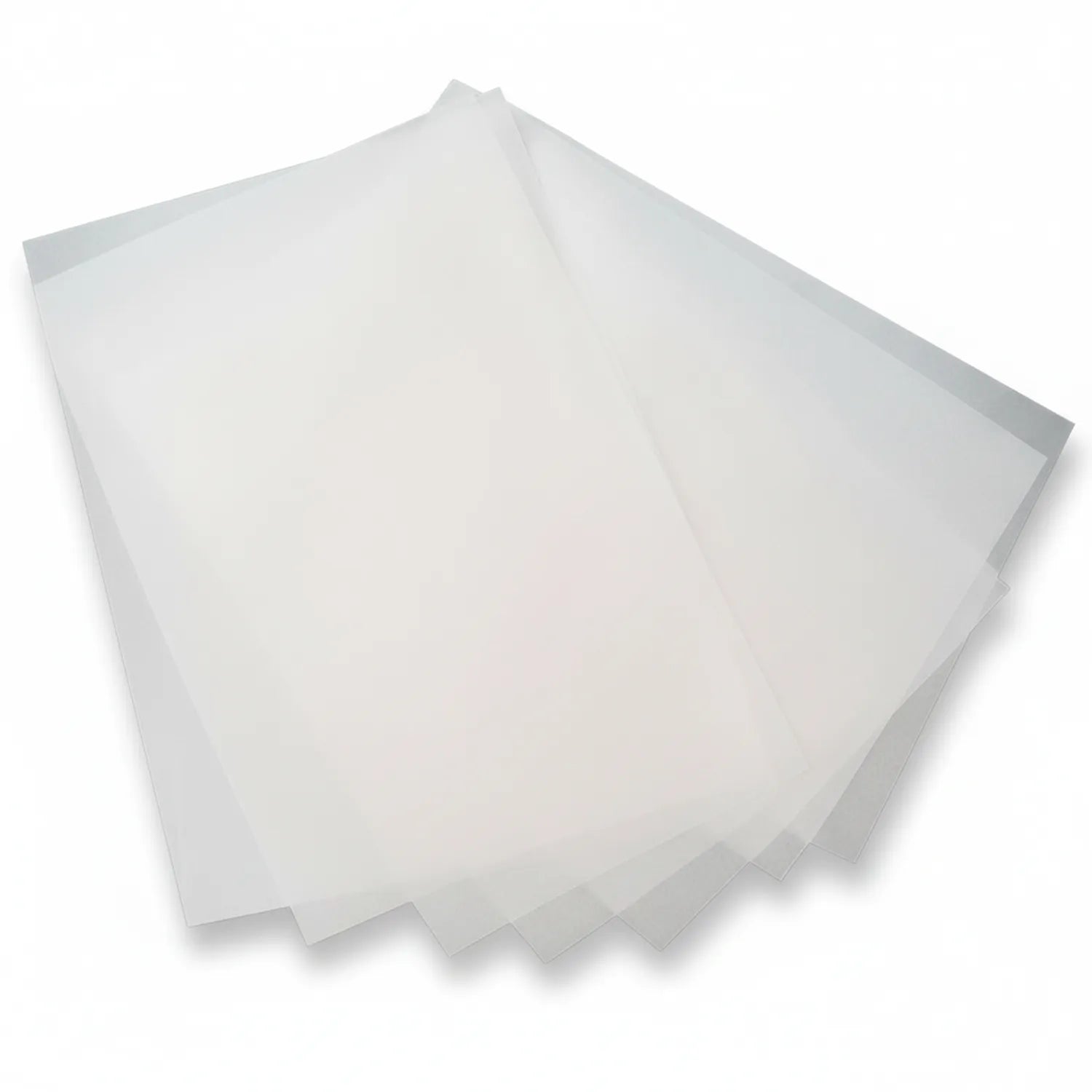 Tracing Paper A3 pad showing stack of 50 translucent white sheets fanned out, demonstrating transparency and quality of professional-grade tracing paper.