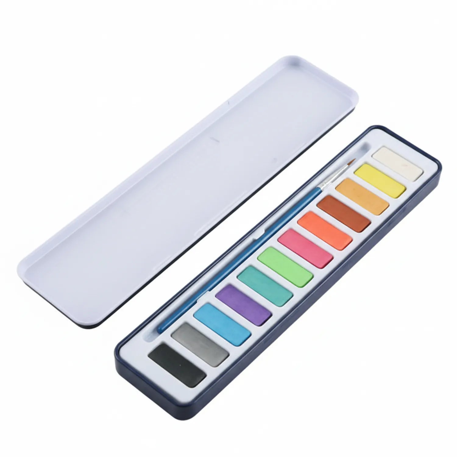 Water Color KS 7129 watercolor paint set with 36 colors in metal case, includes paintbrush and protective lid, displayed open showing color palette.