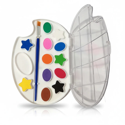 Water Color Piano 12C watercolor paint set with 12 vibrant colors, professional brush, and clear hinged storage case