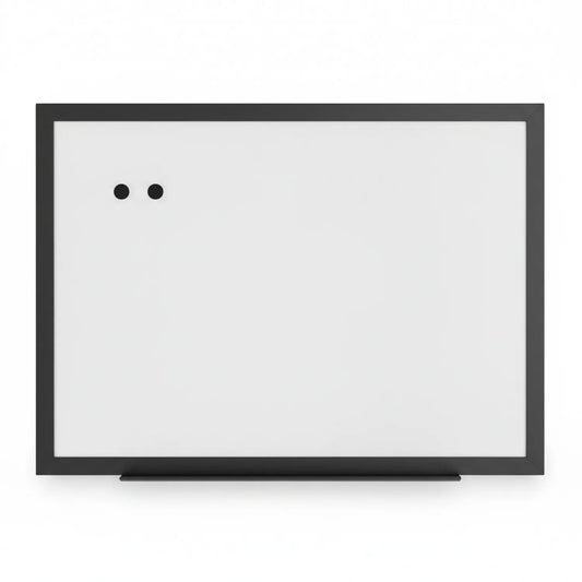 White Board 18x24 with black frame and integrated pen holders, shown from front view